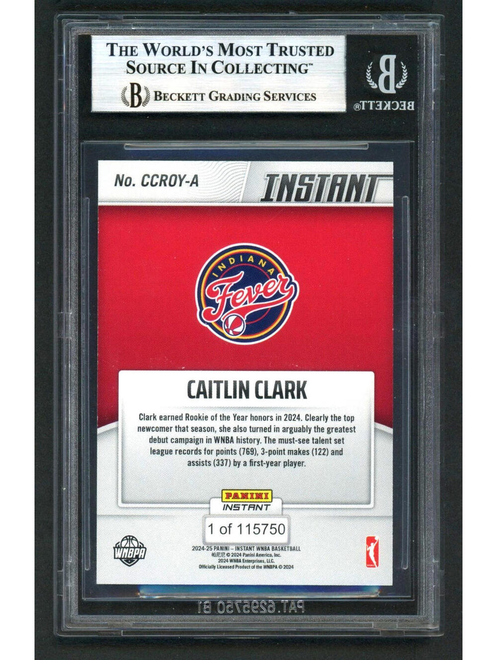 2024 Panini Instant #CCROY-A Caitlin Clark  Rookie of the Year ROY (RC) BGS 9 - Picture 2 of 4